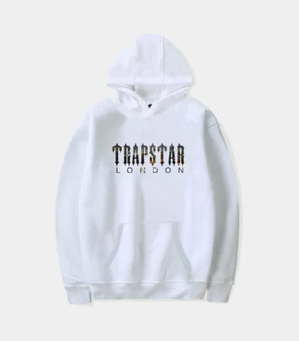 Trapstar Merch Logo Cappuccio Bianca Felpa